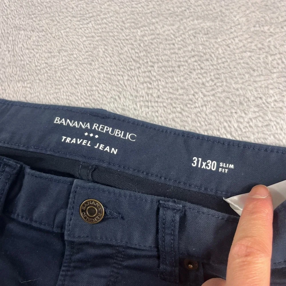Banana Republic‎ Travel Jean Mens 31x30 Slim Fit Navy Blue 5-Pocket Chino Pants